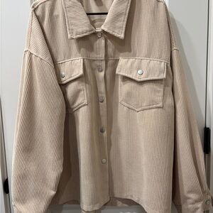 SHEIN Light Beige Corduroy Utility Jacket